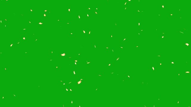 golden confetti falling on green screen, luxury celebration overlay. 