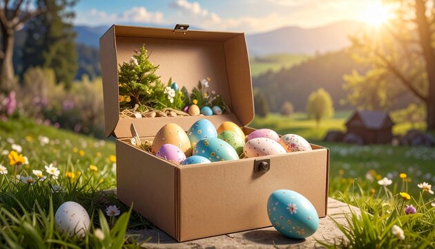 Eierkarton mit Ostereiern