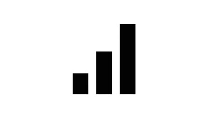 Black Increasing Bar Chart Signal Icon, isolated white background