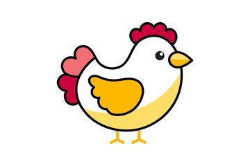 Yellow white cartoon chicken farm icon isolated on transparent background hen poultry agriculture animal bird