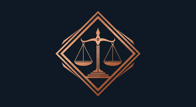 Elegant Scale Of Justice Emblem With Geometric Frame Premium Design Concept