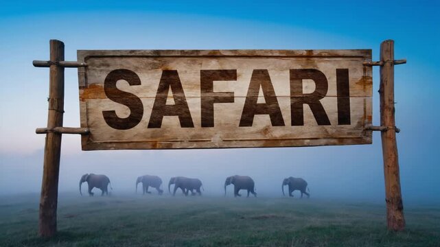 "Safari" sign in the savannah.