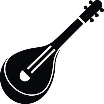 Sarod silhouette vector art illustration and minimal black and white design