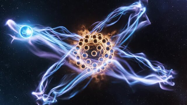 Glowing Energy Emanating from Central Structure in Dark Space Viewed from Direct Perspective