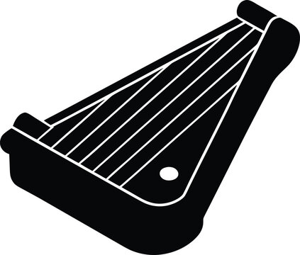 Zither silhouette vector art illustration and minimal black and white design