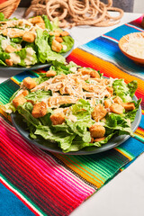 Traditional Caesar Salad with Creamy Dressing and Parmesan Shavings