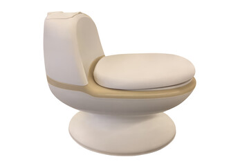 beige toilet seat with a beige lid isolated on white background