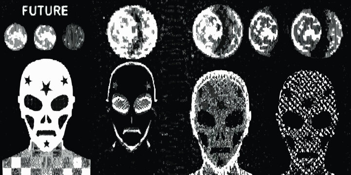 Alien encounters and planetary evolution a futuristic grainy visual exploration