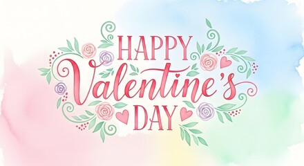 Happy valentine's day greeting with floral watercolor design