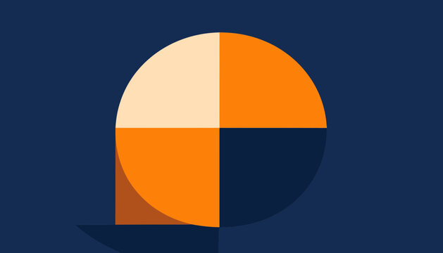 Geometric Composition Of Circle Segments In Contrasting Tones Concept