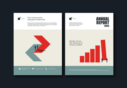 Annual Report Cover Template with Building Growth Illustration