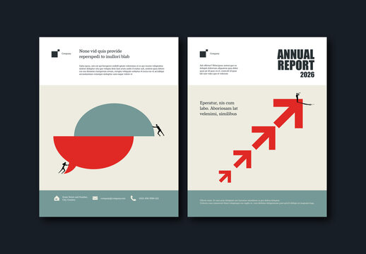 Annual Report Cover Template with Growth Strategy Arrows