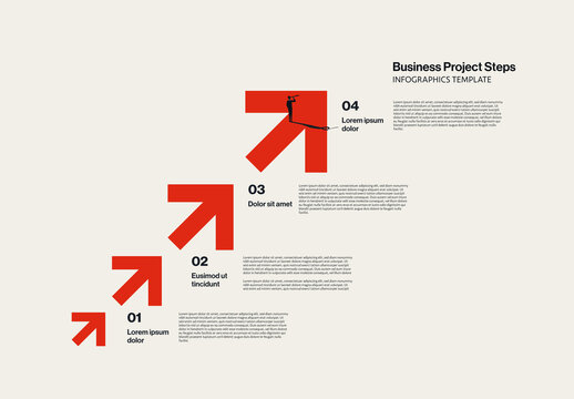 Business Growth Strategy Infographic Template with Arrows Illustration