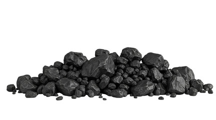 Pile of black rocks for industrial or construction use