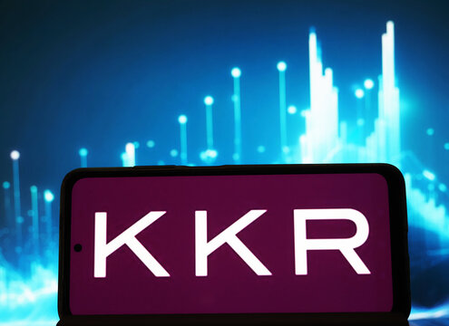 In this photo illustration,  KKR & Co. Inc., also known as Kohlberg Kravis Roberts & Co. logo seen displayed on a smartphone.