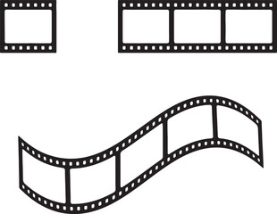 Fototapeta premium Black and white strips with perforated edges and empty frames also transparent background