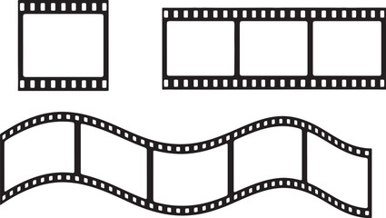 Black and White Strips with Perforated Edges in Three Different Arrangements also transparent background