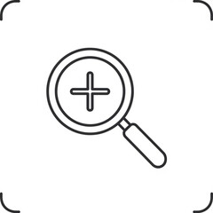 Fototapeta premium Magnifying glass icon with a plus sign inside the lens on for search or investigation concepts