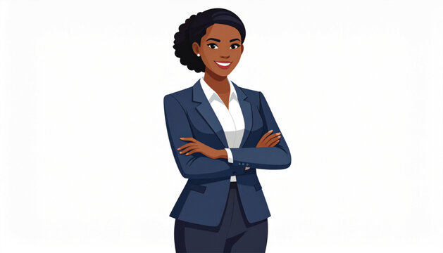 Professional african woman in a business suit with arms crossed smiling