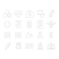 Outline medical icon set. Healthcare icons. Medical icon set.