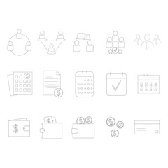 Outline business icon set. Finance icon set. Collection of business/finance icons.