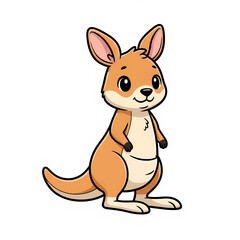 Cartoon-style kangaroo isolated on a white background. 