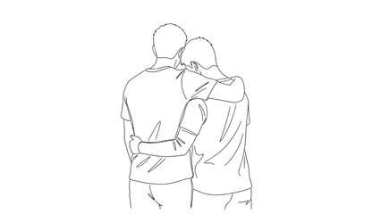 Obraz premium An illustration of two people embracing, representing connection, unity, and mutual support, perfect for conveying themes of friendship, love, and companionship