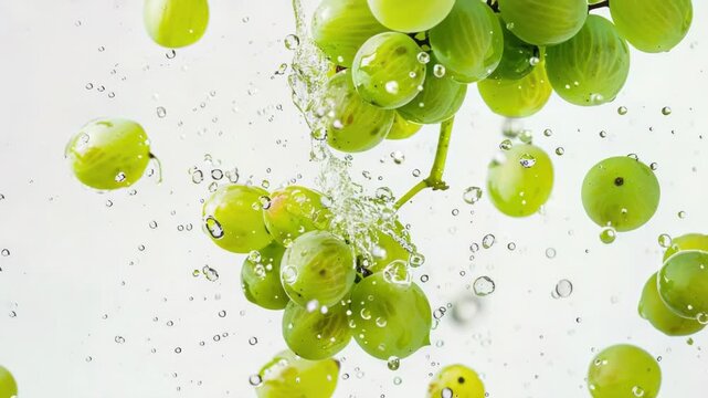Video A bunch of green grapes floating in water