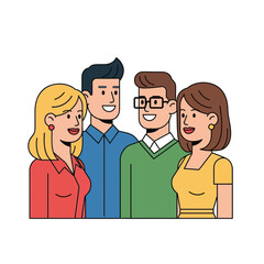 Obraz premium Group of four friends standing together smiling at camera
