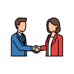 Professional handshake between businessman and businesswoman in modern office