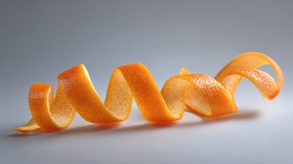 Spiraled orange peel on smooth gray surface