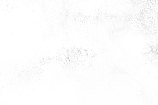 White powder and dust on transparent background - Flatlay closeup shot and copy space with sugar and salt association - Conecept of Pharmaceuticals, medical drug, protein and cosmetics