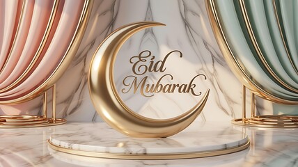 Golden crescent moon for eid mubarak