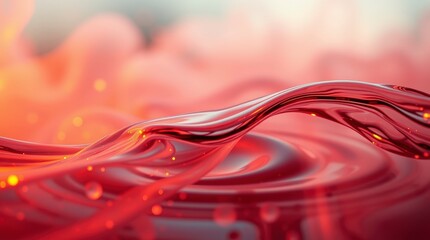 Naklejka premium Liquid flows in patterns of bright red hues over a smooth surface during daytime