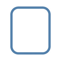 Simple blue square frame viewed directly on a blank background