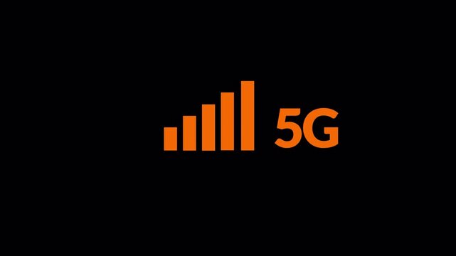 5G network icon design in flat icon. 5G network icon animation i computer and smartphone internet sign symbol in transparent background in 4K animation with alpha channel