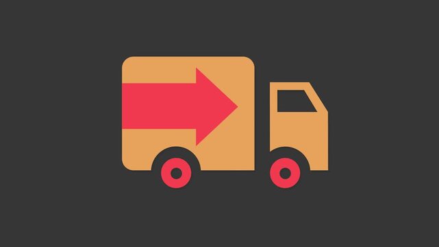 Shipping Delivery Concept: A simple yet effective visual representation of delivery, featuring a delivery truck with a prominent arrow indicating direction, against a solid background. 