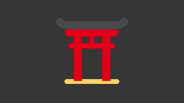 Torii Gate: A minimalistic and iconic representation of a traditional Torii gate, rendered in vibrant red and black against a soft gray backdrop.