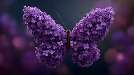 butterfly with tiny purple flower