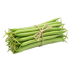 Fototapeta premium Fresh green string beans tied with rustic twine, perfect for healthy cooking and culinary inspiration