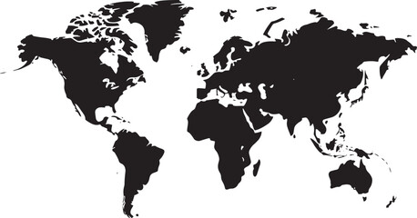 Obraz premium Black filled map with country borders white background geography global desi