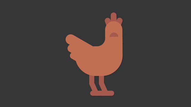 Abstract Illustration of a Chicken : a minimalistic depiction of a chicken, with its characteristic comb and body, rendered in a simple, flat design against a dark backdrop.
