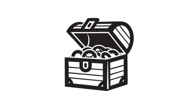 Open treasure chest filled with golden coins isolated on transparent background