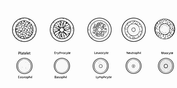 Diagram of human blood cells platelets erythrocytes leukocytes and their types
