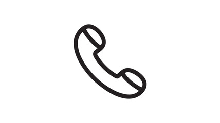 Obraz premium Retro telephone receiver in simple line art style with black outline on white background for customer service icon