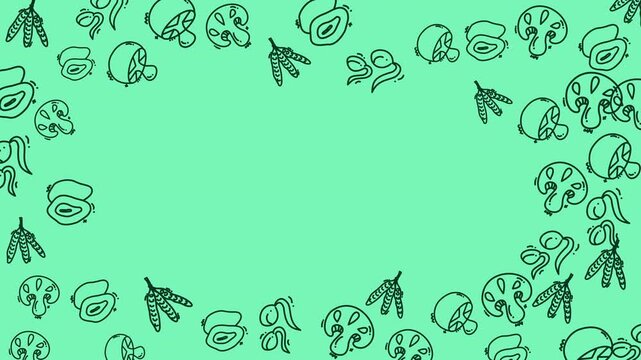 Healthy Diet Food Concept with Text Space. Organic Vegetable Border Animation.