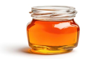 a small glass jar filled with golden honey Concept Golden Honey, Glass Jar, Macro Shot, Warm Lighting, Rustic Aesthetic