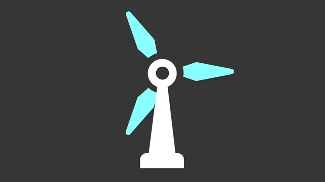 Wind Turbine Energy Icon: A modern, minimalist icon of a wind turbine against a sleek background, symbolizing clean energy, sustainability and the power of renewable resources.