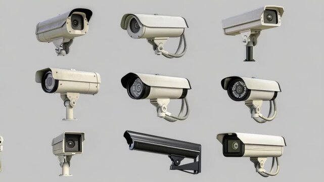 Video Various types of surveillance cameras on display