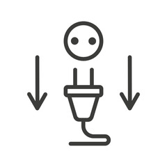 unplug electricity appliances icon, electrical down appliance, line vector sign
